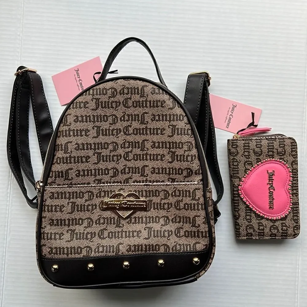 Juicy Couture Glam Backpack & Wallet in Brown